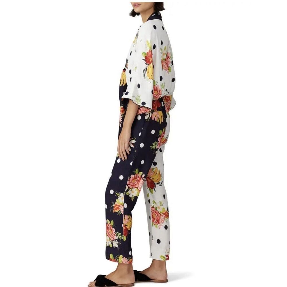 Farm Rio Mixed Nanaju Jumpsuit M Floral Polka Dot Tropical Whimsy Cottagecore - Picture 7 of 16